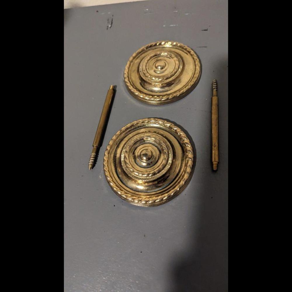 2 Vintage Sears tieback finial holders antique brass gadroon drapery curtains